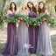 Purple Tulle Convertiable Mismatched Long Wedding Party Dresses Cheap Charming Bridesmaid Dresses, WG34