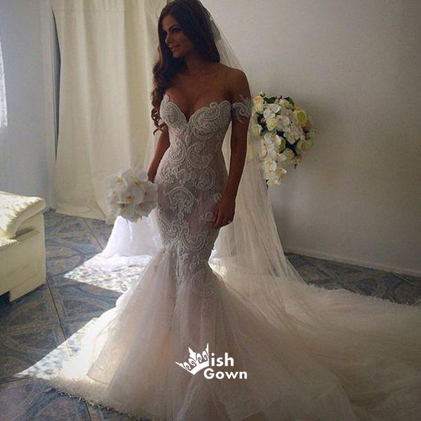 Gorgeous Sexy Tulle Applique Lace Elegant Long Wedding Dresses, WG661