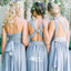 Ice Blue Convertible Jersey Lace Up Handmade Floor-Length Cheap Bridesmaid Dresses, WG80