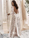 Vintage Lace Long Sleeve Backless Sexy Charming Beach Wedding Dresses, WGB006