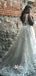 V-neck White Backless Wedding Party Dresses With Appliques, Tulle Bridal Gown, WGB010