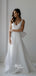 Simple Back Bow Gown With Scoop Neckline Satin A-line Wedding Dresses, WGB014