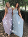 Macaron A-line Halter Sleeveless Long Chiffon Bridesmaid Dresses, WGM008