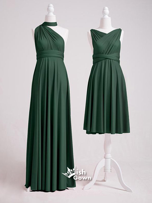 New Design Dark Green Convertible Lace Up Back Wedding Guest Dress Bridesmaid Dresses, WGM014