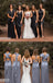 Dusty Blue Mismatched Soft Satin Backless Sits Long Sheath Bridesmaid Dress, WGM034