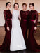 Graceful Lace Long Sleeves Open Back Mermaid Wedding Guest Bridesmaid Dresses, WGM087