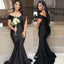 Black Mermaid Off Shoulder Floor length Wedding Guest Bridesmaid Dresses, WGM112