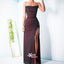 Vintage Burgundy Sheath Spaghetti Straps Slits Long Wedding Guest Bridesmaid Dresses, WGM114