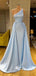 Light Blue Sheath Mermaid Long Satin Mixed Styles Sweep Train Prom Gowns Bridesmaid Dresses, WGM115