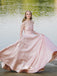 Hand-sewn Classic Beading Pale Pink Satin Long Prom Dresses WGP004