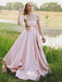 Hand-sewn Classic Beading Pale Pink Satin Long Prom Dresses WGP004