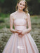 Hand-sewn Classic Beading Pale Pink Satin Long Prom Dresses WGP004