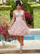 Popular Pink Spaghetti Strap Petal Tulle Short Homecoming Prom Gowns Dress, WGP044