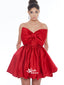 Red Strapless Taffeta Bow-knot Short Freshman Homecoming Prom Dresses, WGP051