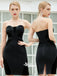 Black Tight Short Strapless Tube Dress with Split Cocktail Homecoming Prom Dresses, WGP054