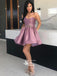 Light Purple Strapless Sweetheart A-line Satin Short Freshman Lovely Cocktail Homecoming Dress, WGP058