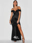 Chic Simple Off Shoulder Spaghetti Strap Side Split Evening Party Long Prom Dresses, WGP068