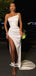 Modern Smple White Strapless High Split Satin Evening Sexy Long Prom Dress, WGP091