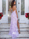 Light Pink Lace Spaghetti Strap Sweetheart Elegant Side Split Floor Length Prom Dresses, WGP094