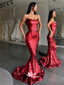 Spaghetti Straps Burgundy Sequins Mermaid Sexy Evening Gowns Prom Dresses, WGP179