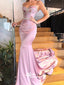 Pink Satin Spaghetti Straps Sweetheart Mermaid Evening Gowns Prom Dresses, WGP189