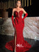 Red Sweetheart Strapless Sparkle Sequins Mermaid Slits Long Prom Dresses, WGP194