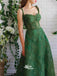 Green Sweetheart Lace Spaghetti Straps A-line Evening Gowns Prom Dresses, WGP240