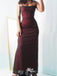 Simple Black Red Sheath Spaghetti Straps Long Evening Prom Dresses, WGP245