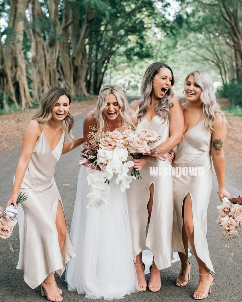 Sexy V-neck  Split Side Long Bridesmaid Dresses YPS120