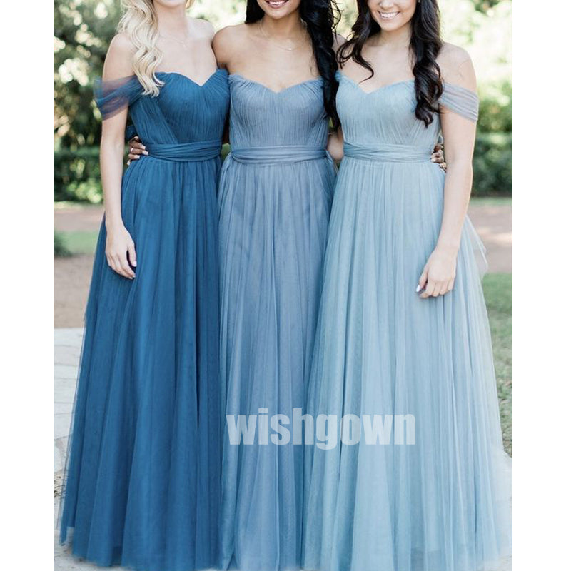 Charming Off-the-shoulder Blue Long Bridesmaid Dresses YPS123