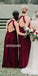 Sexy Red Halter Open Back Long Bridesmaid Dresses  YPS128