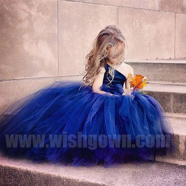 Most Popular Pretty One Shoulder Tulle Cheap Flower Girl Dresses, FGS123