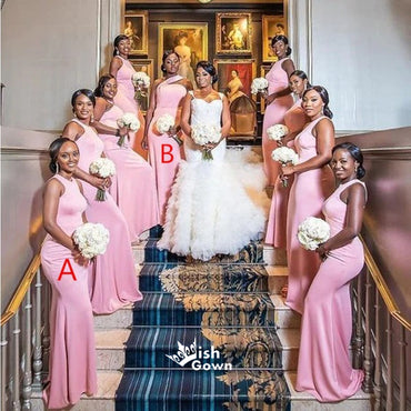 Mismatched Sexy Pink Mermaid Maxi Long Bridesmaid Dresses Online, WGM139