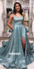 Bright Spaghetti Strap Split Side Long Prom Dresses PG1199