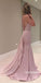 Elegant Pink One-shoulder Mermaid Long Prom Dresses PG1206