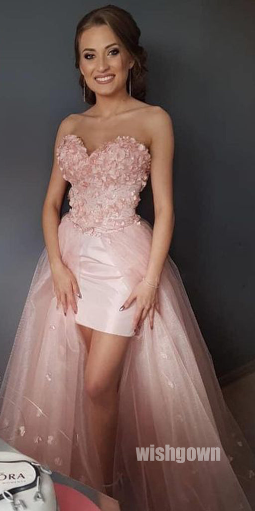 Sexy Pink Sweetheart Tulle Short Prom Dresses PG1210