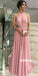 Elegant Dusty Pink Halter Backless Long Prom Dresses PG1228