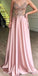 Spaghetti Strap Unique Applique Formal A Line Long Prom Dresses, SG162