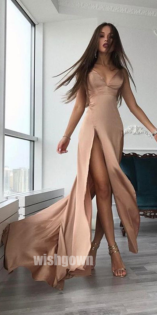 Popular Sexy Simple Side Slits Cheap Long Prom Dresses, MD1110