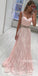 Spaghetti Strap Sweetheart Pink A Line Prom Dresses, SG146