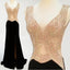 Side Slit Beading Sexy Formal Evening Party Inexpensive Black Long Prom Dresses, PD0086