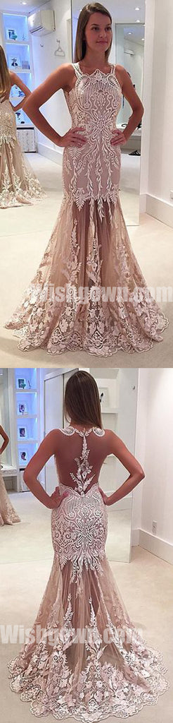 Affordable Unique Sexy Applique Lace Charming Long Prom Dresses, WG1083 - Wish Gown