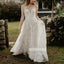 Elegant Open Back Spaghetti Strap Applique Long Wedding Dresses WDH004