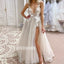 Sexy V-neck Floral Prints Split Side Tulle Bridal Dresses WDH028