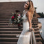 Elegant V-neck Spaghetti Strap Mermaid Applique Long Bridal Dresses WDH037