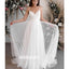 Simple V-neck Spaghetti Strap Tulle Long Wedding Dress WDH046