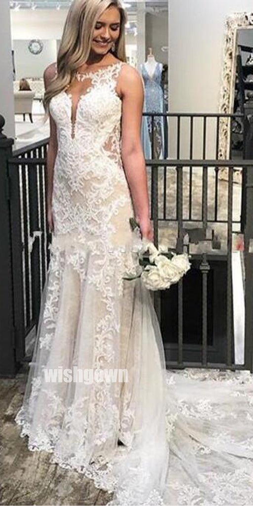 Elegant Embroidery Lace Dreaming Long Wedding Dress WDH048