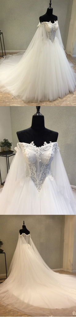 Affordable Off the Shoulder Charming Long Wedding Dresses, WG1236 - Wish Gown