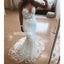 V-neck Mermaid Lace Applique Long Wedding Dresses YH1116