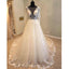 Beautiful Long Sleeves V Back Tulle Applique Affordable Long Wedding Dress, WG1204 - Wish Gown